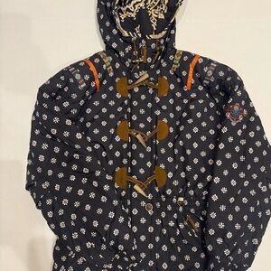 Obermeyer Black Patterned Ski Jacket Vintage Boho Style!